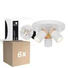 Multipack 6x D'Lite Luz de techo Beitem Mate Blanco FSC Madera | Apta Para 3x GU10