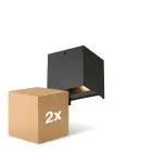 Multipack 2x D'Lite Luz De Pared Elingen Aluminium Negro Up & Down 4.9W 480lm - 830 Luz Cálida | IP65 - Sensor De Luz