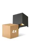 Multipack 4x D'Lite Luz De Pared Elingen Aluminium Negro Up & Down 4.9W 480lm - 830 Luz Cálida | IP65 - Sensor De Luz