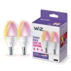 Paquete dúo 2x WiZ Smart LED E14 Vela Mate 5W 470lm | Mejor Reproducción De Color - Regulable - Reemplazo 40W