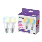 Paquete dúo 2x WiZ Smart LED E27 Pera Mate 8W 806lm | Mejor Reproducción De Color - Regulable - Reemplazo 60W