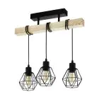 Eglo Luz de techo Townshend 5 Acero Madera Negro | IP20 - Apta para 3x E27 