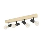 Eglo Luz de techo Townshend 3 Madera Acero Negro | IP20 - Apta para 4x E27 