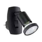 Eglo Luz De Pared Parrini Lamp con Enchufe Negro 4.5W 345lm - 830 Luz Cálida | IP20 - Incl. 1x GU10